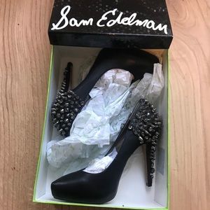Sam Edelman Roza Black Leather Heels